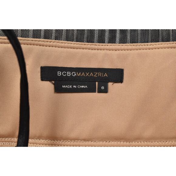 BCBGMAXAZRIA Black Mesh & Nude Pleated Mini Dress Regular Size 6 - Picture 7 of 8